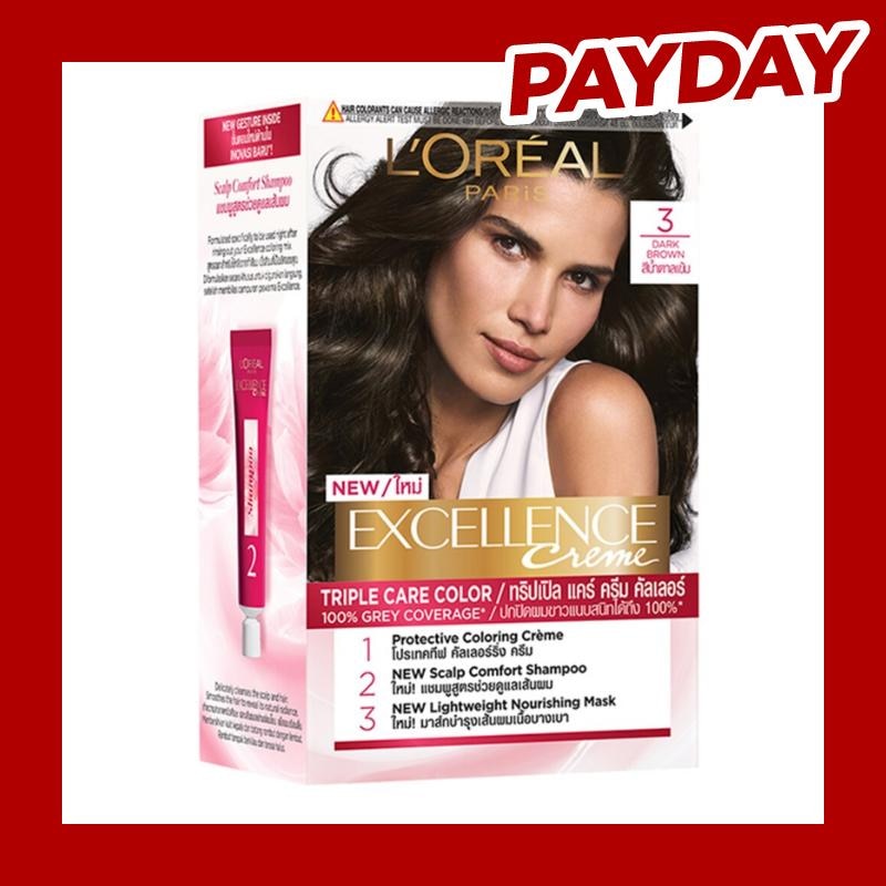 LOREAL Excellence Creme Hair Color 3 Natural Darkest Brown