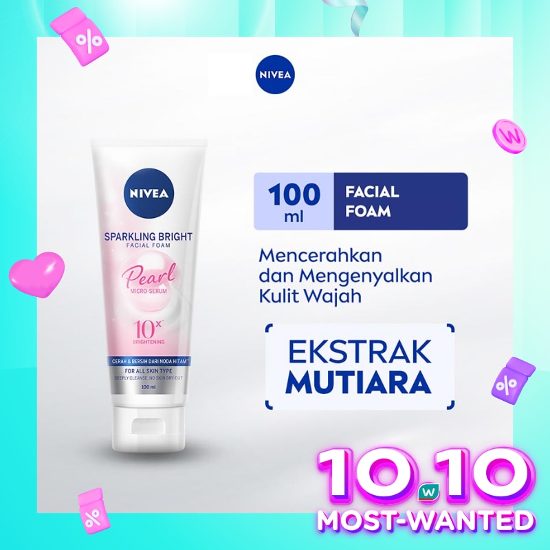 Promo Harga Nivea Facial Foam Sparkling White 100 ml - Watsons