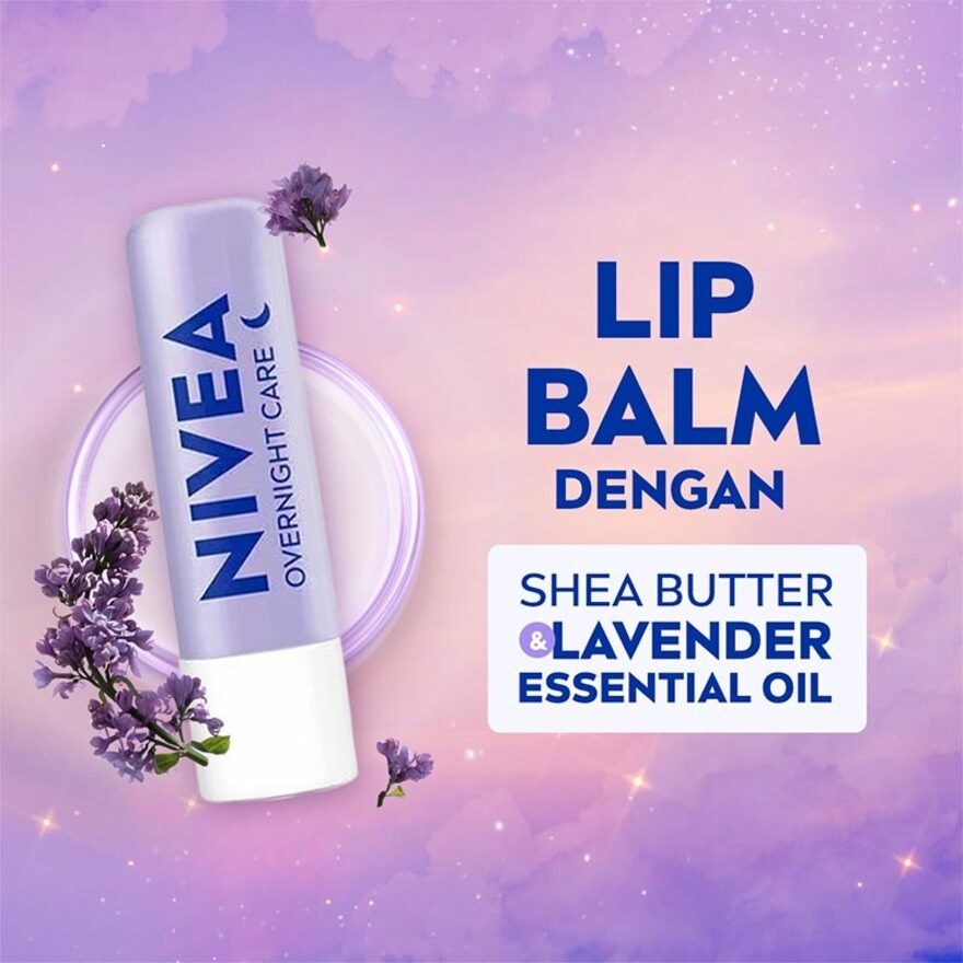 Nivea Lip Balm Overnight Care Lavender Essential Oil 4.8gr