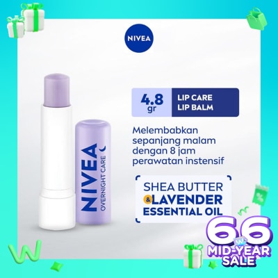 NIVEA Nivea Lip Balm Overnight Care Lavender Essential Oil 4.8gr