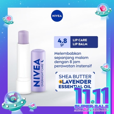 NIVEA Nivea Lip Balm Overnight Care Lavender Essential Oil 4.8gr
