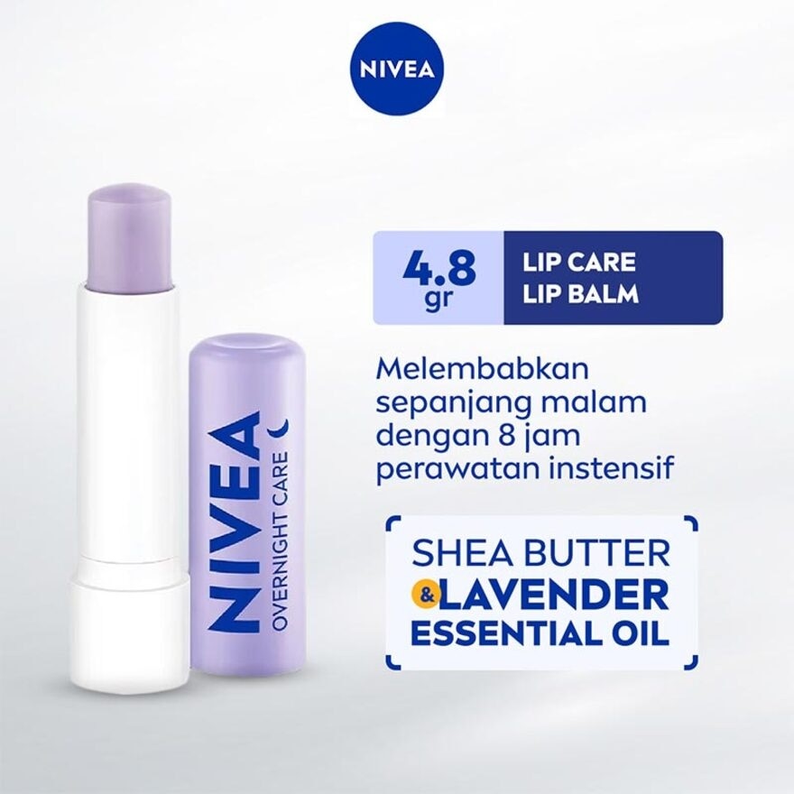 Nivea Lip Balm Overnight Care Lavender Essential Oil 4.8gr