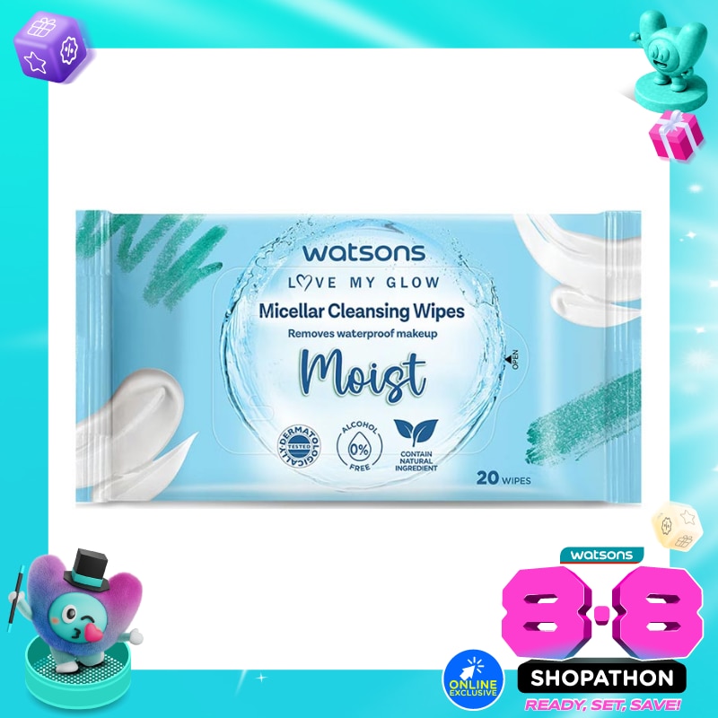 Watsons Micellar Cleansing Wipes Moist 20'S image