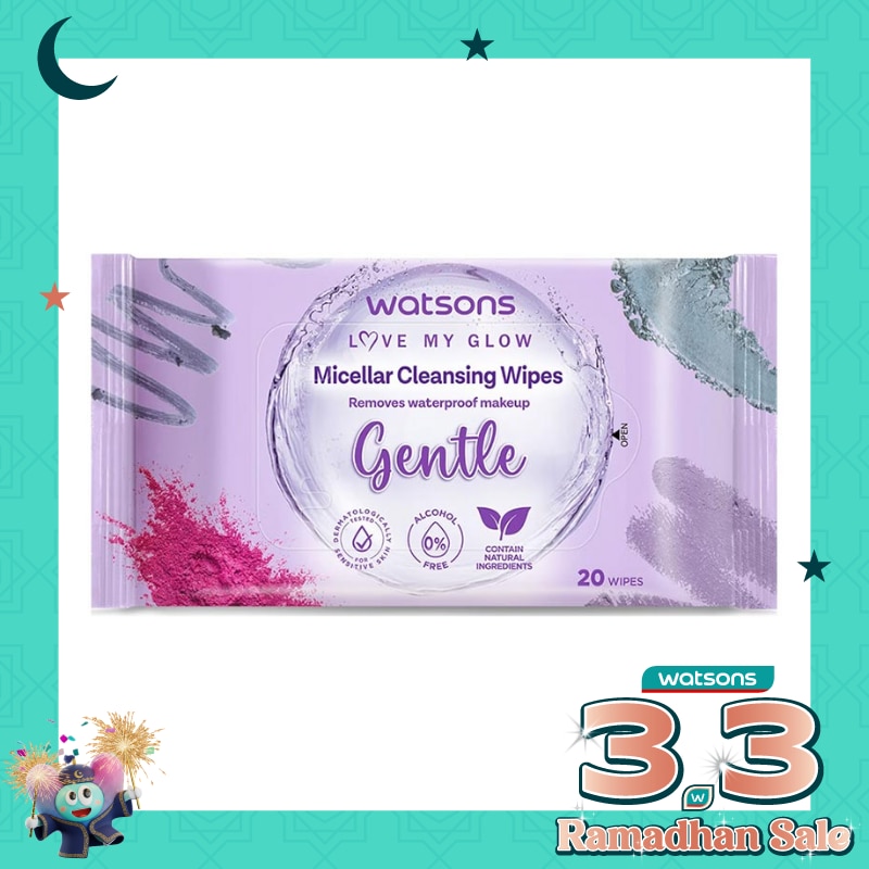 Watsons Micellar Cleansing Wipes Gentle 20'S