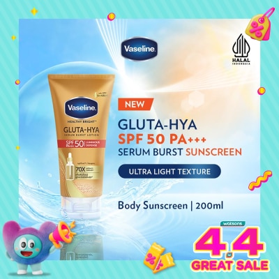 VASELINE Vaseline Gluta-Hya Serum Burst Sunscreen SPF 50 PA+++ 200ml - Body Serum Sunscreen Mencerah