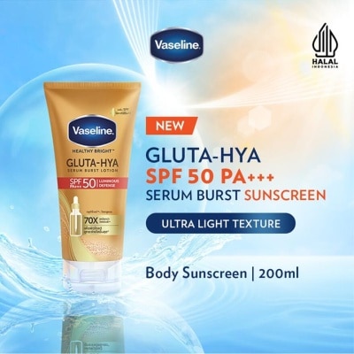 VASELINE Vaseline Gluta-Hya Serum Burst Sunscreen SPF 50 PA+++ 200ml - Body Serum Sunscreen Mencerahkan