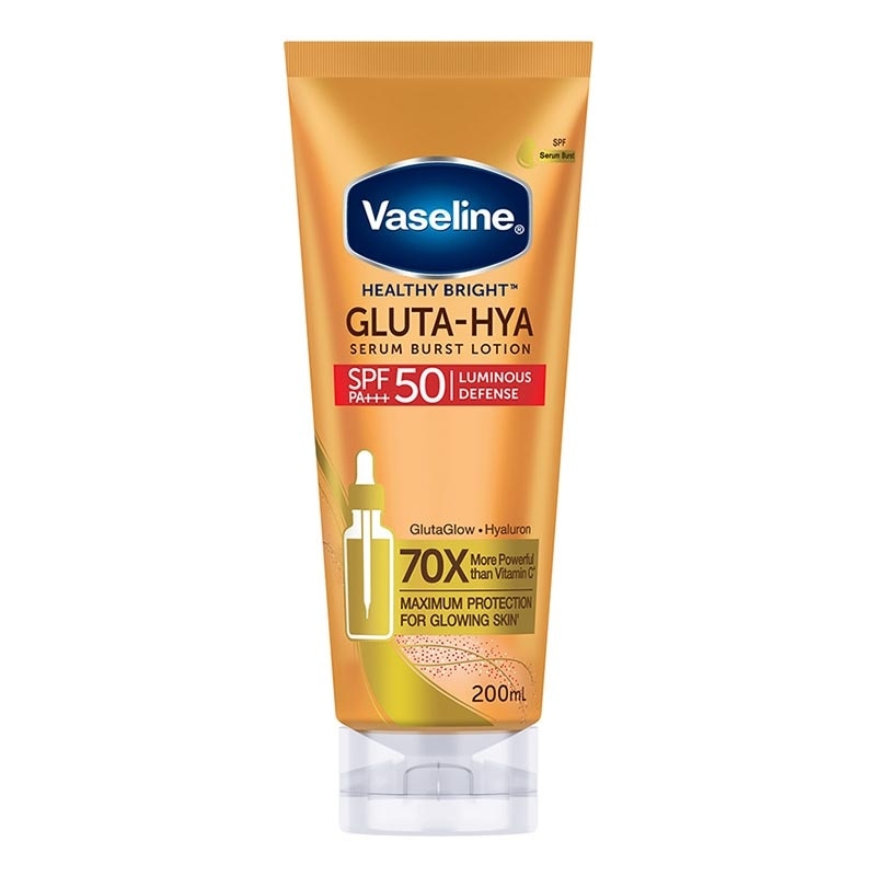 Vaseline Gluta-Hya Serum Burst Sunscreen SPF 50 PA+++ 200ml - Body Serum Sunscreen Mencerahkan