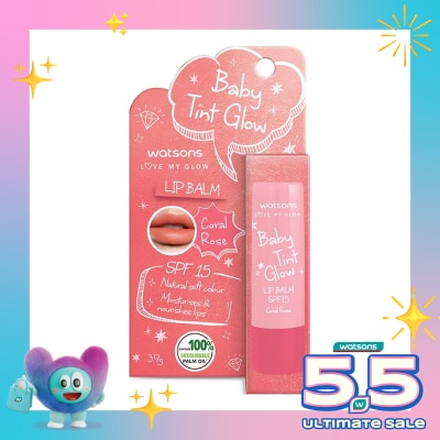 WATSONS - Watsons Baby Tint Glow Coral Rose Lip Balm SPF15 3.9g
