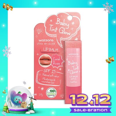 WATSONS Watsons Baby Tint Glow Coral Rose Lip Balm SPF15 3.9g