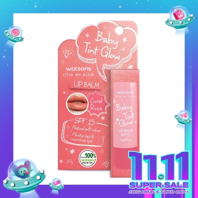 WATSONS Watsons Baby Tint Glow Coral Rose Lip Balm SPF15 3.9g