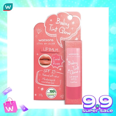 WATSONS Watsons Baby Tint Glow Coral Rose Lip Balm SPF15 3.9g