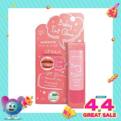 WATSONS - Watsons Baby Tint Glow Coral Rose Lip Balm SPF15 3.9g