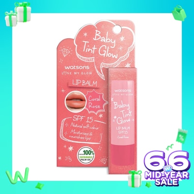 WATSONS Watsons Baby Tint Glow Coral Rose Lip Balm SPF15 3.9g