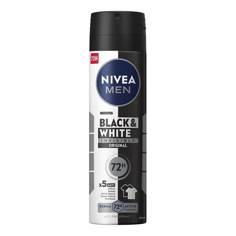 Nivea Men Deodorant Spray Black & White Invisible Original 150ml - Deo anti noda baju wangi segar