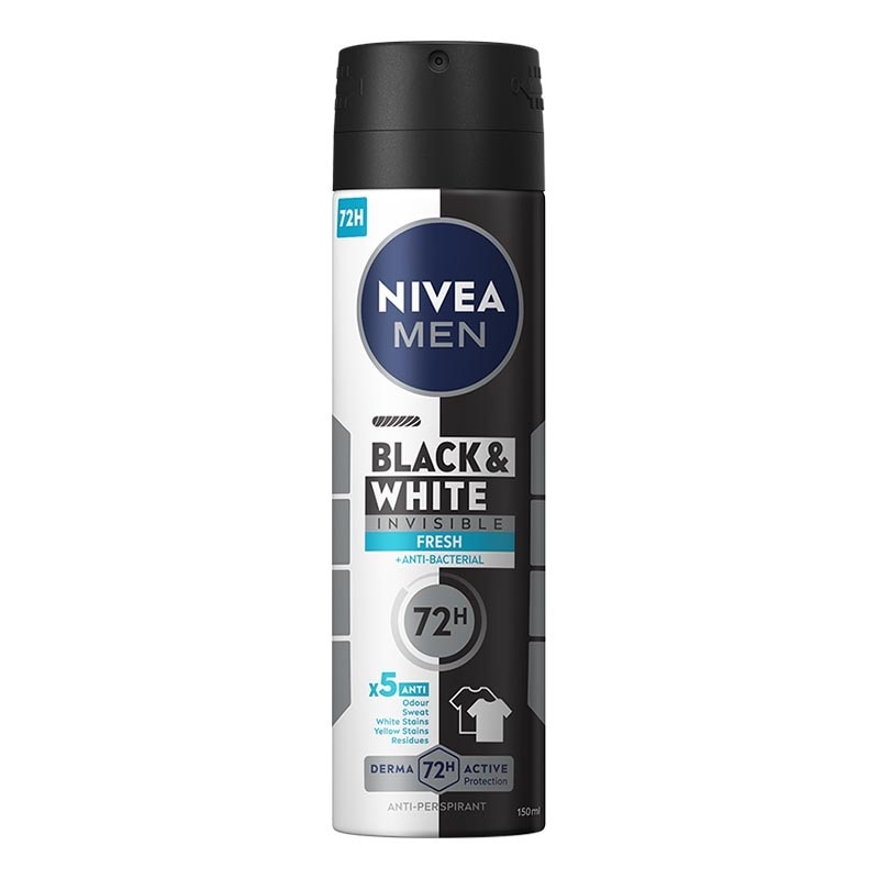 Nivea Men Deodorant Spray Black & White Invisible Fresh 150ml - Deo anti noda baju wangi segar