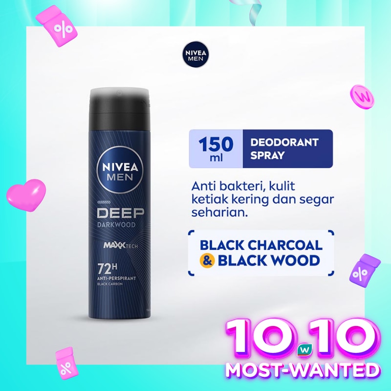 Promo Harga Nivea Men Deo Spray Deep 150 ml - Watsons