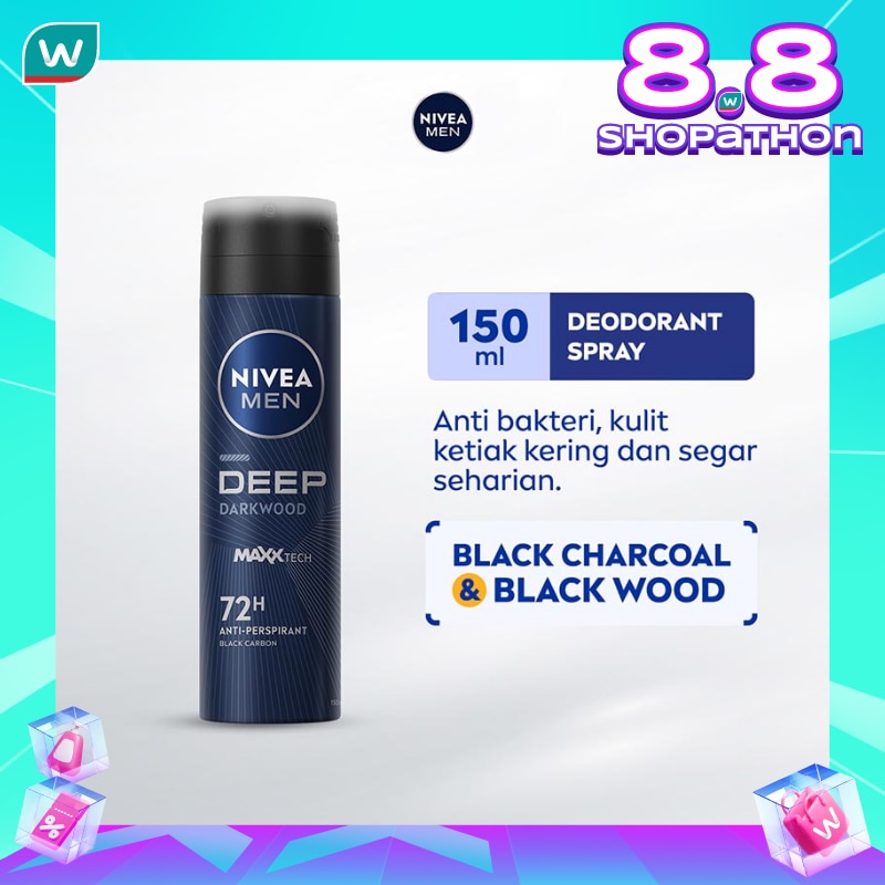 Promo Harga Nivea Men Deo Spray Deep 150 ml - Watsons