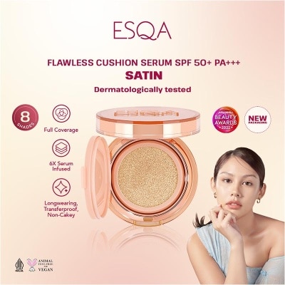 ESQA Esqa Flawless Cushion Serum SPF 50+ PA+++ Satin Vanilla 15g