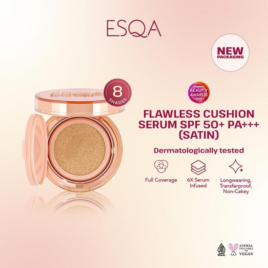 Esqa Flawless Cushion Serum SPF 50+ PA+++ Satin Biscuit 15g