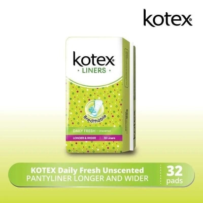 KOTEX Daily Fresh Unscented Pantyliner Longer & Wider 32'S