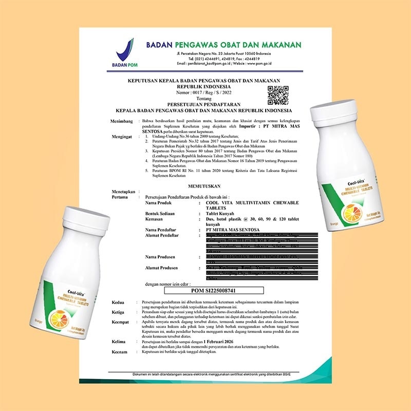 Coolvita Multi-Vitamin Chewable Orange 30'S (Botol)
