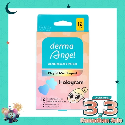 DERMA ANGEL Derma Angel Acne Beauty Patch Hologram - Heart & Flower 12'S