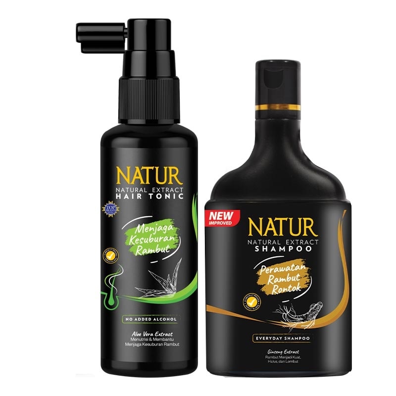 Natur Hair Tonic Aloe 90ml & Shampoo Ginseng 80ml Banded