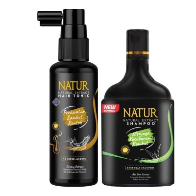 NATUR Natur Hair Tonic Ginseng 90ml & Shampoo Aloe Vera 80ml Banded