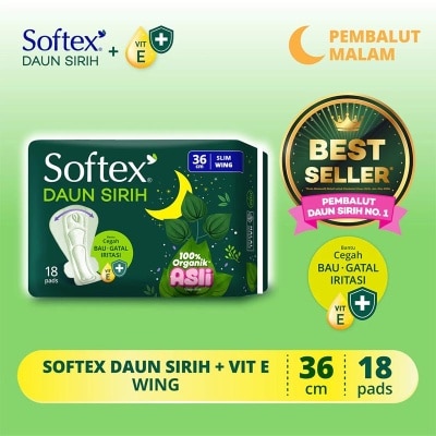 Softex Daun Sirih + Vitamin E Wing 36cm 18'S - Pembalut Malam