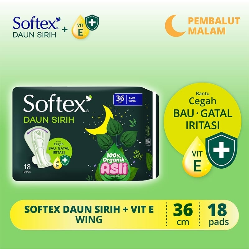 Promo Harga Softex Daun Sirih 36cm 18 pcs - Watsons