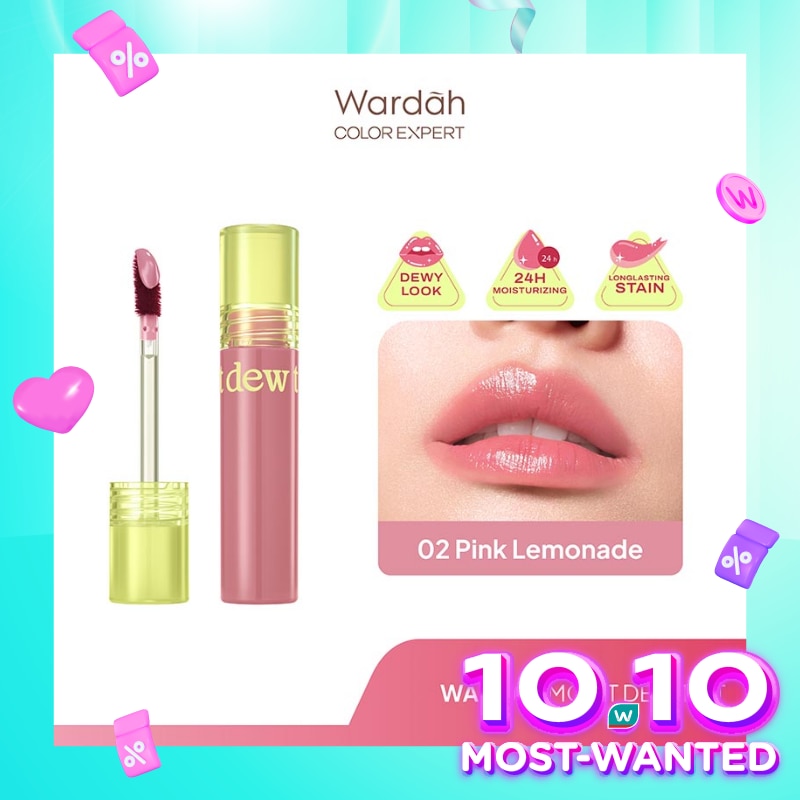 Moist Dew Tint 02 Pink Lemonade 3g - Liptint Ombre Tint Lembab Glossy Coverage Tinggi dan Tahan Seharian Hingga 24 Jam