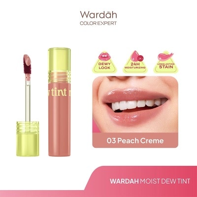 WARDAH Moist Dew Tint 03 Peach Creme 3g - Liptint Ombre Tint Lembab Glossy Coverage Tinggi dan Tahan Seharian Hingga 24 Jam