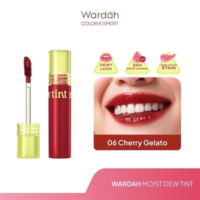 WARDAH Moist Dew Tint 06 Cherry Gelato 3g - Liptint Ombre Tint Lembab Glossy Coverage Tinggi dan Tahan Seharian Hingga 24 Jam