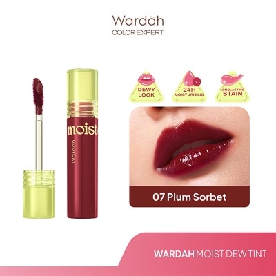 WARDAH Moist Dew Tint 07 Plum Sorbet 3g - Liptint Ombre Tint Lembab Glossy Coverage Tinggi dan Tahan Seharian Hingga 24 Jam