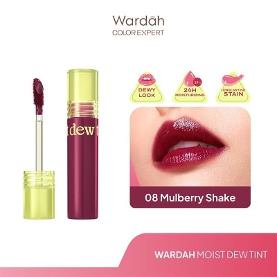 WARDAH Moist Dew Tint 08 Mulberry Shake 3g - Liptint Ombre Tint Lembab Glossy Coverage Tinggi dan Tahan Seharian Hingga 24 Jam