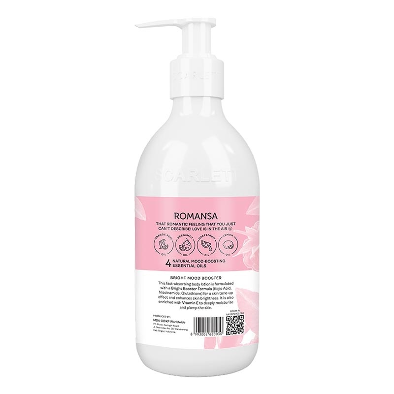 Scarlett Whitening Romansa Fragrance Brightening Body Lotion Bright Mood Booster 300ml