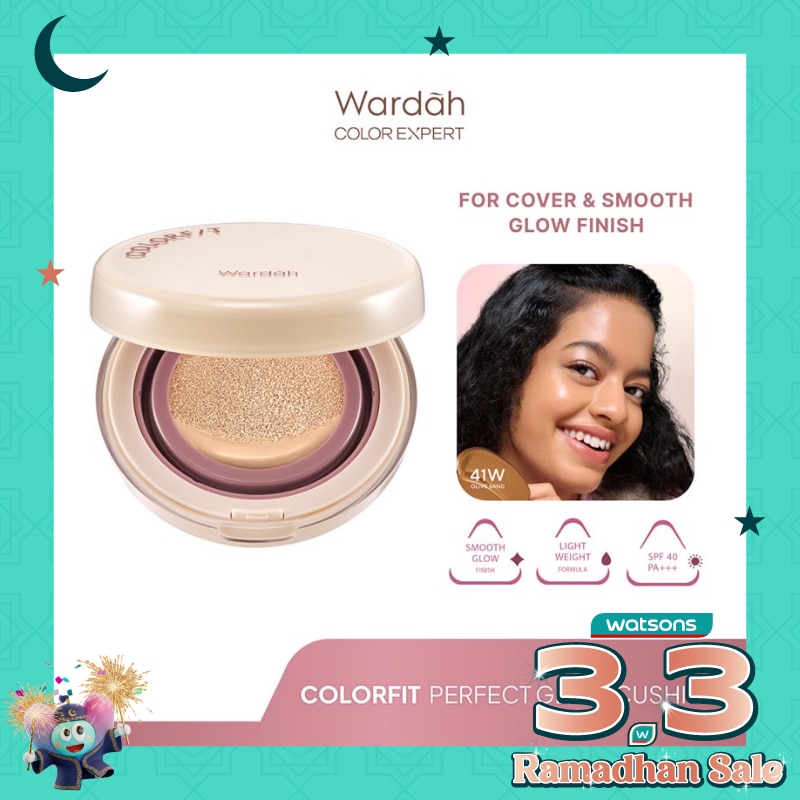 Colorfit Perfect Glow Cushion 41W OliveSand 15g - Tahan Lama Hingga 12 Jam Dilengkapi SPF 33 PA+++ - Hasil Akhir Glowing dan Menyatu Dengan Warna Kulit - High Coverage