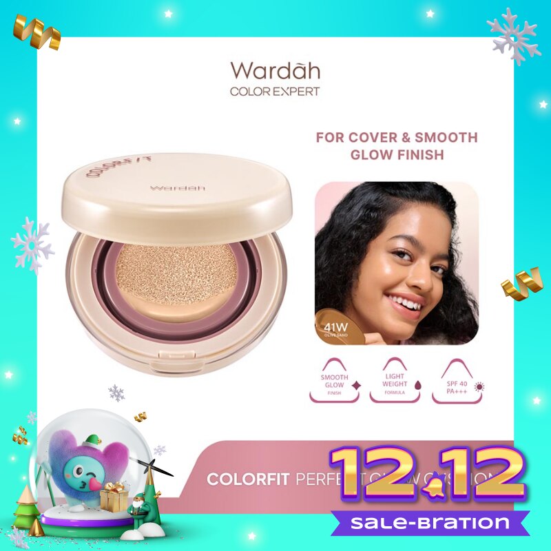 Colorfit Perfect Glow Cushion 41W OliveSand 15g - Tahan Lama Hingga 12 Jam Dilengkapi SPF 33 PA+++ - Hasil Akhir Glowing dan Menyatu Dengan Warna Kulit - High Coverage