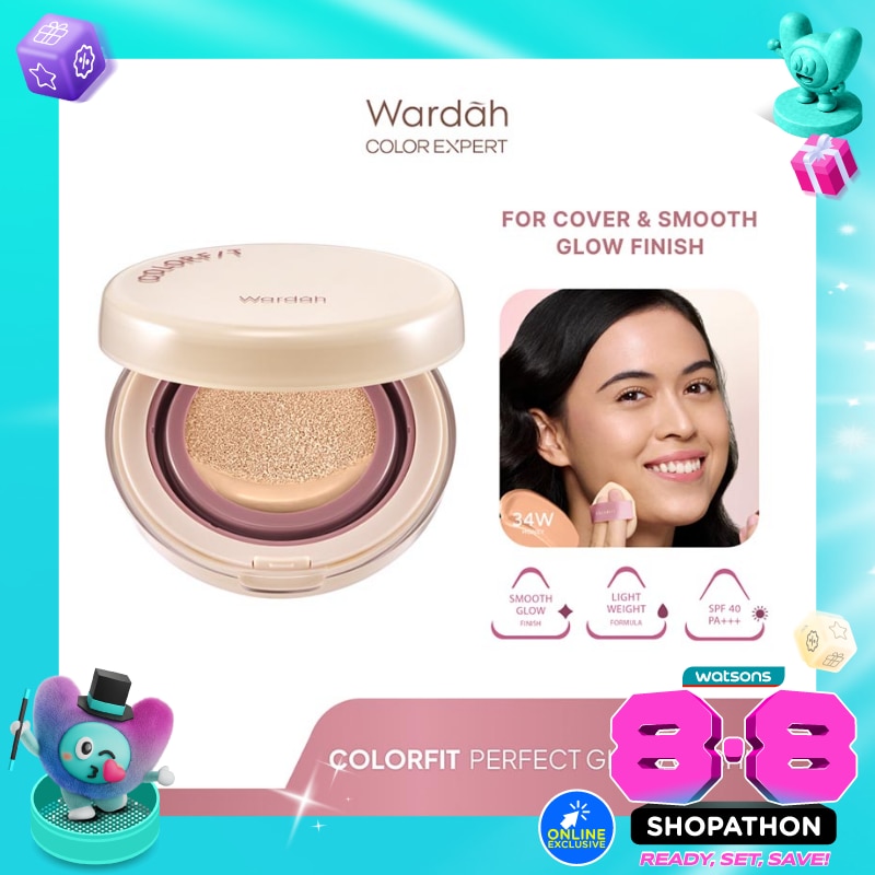Colorfit Perfect Glow Cushion 34W Honey 15g - Tahan Lama Hingga 12 Jam Dilengkapi SPF 33 PA+++ - Hasil Akhir Glowing dan Menyatu Dengan Warna Kulit - High Coverage image