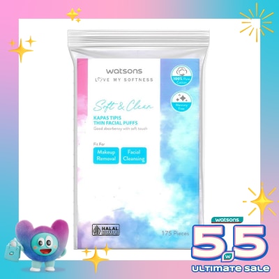 WATSONS - Watsons Soft & Clean Thin Facial Puffs 175'S