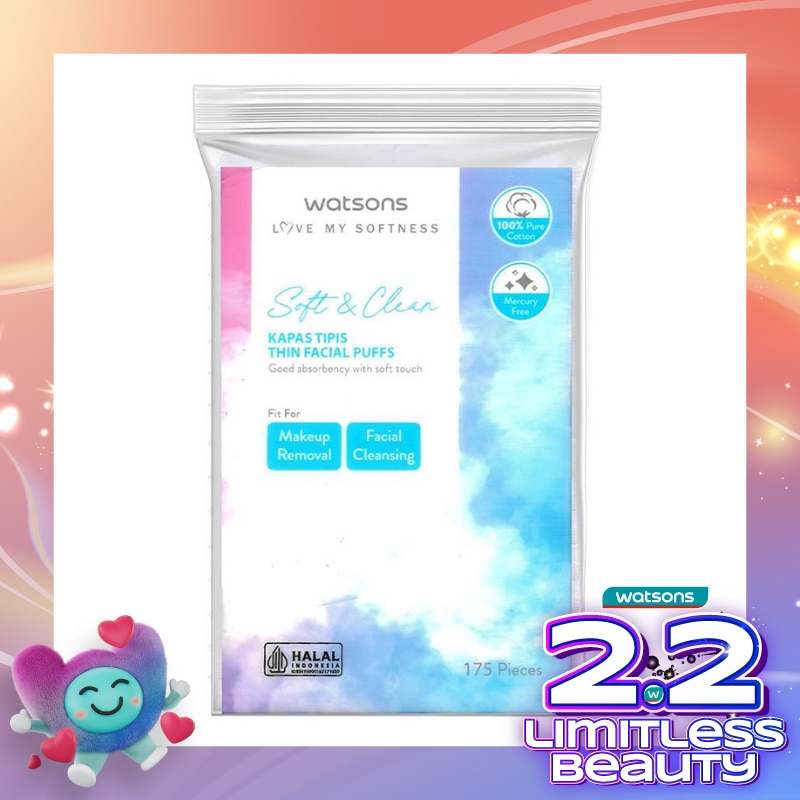Watsons Soft & Clean Thin Facial Puffs 175'S