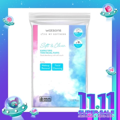 WATSONS Watsons Soft & Clean Thin Facial Puffs 175'S