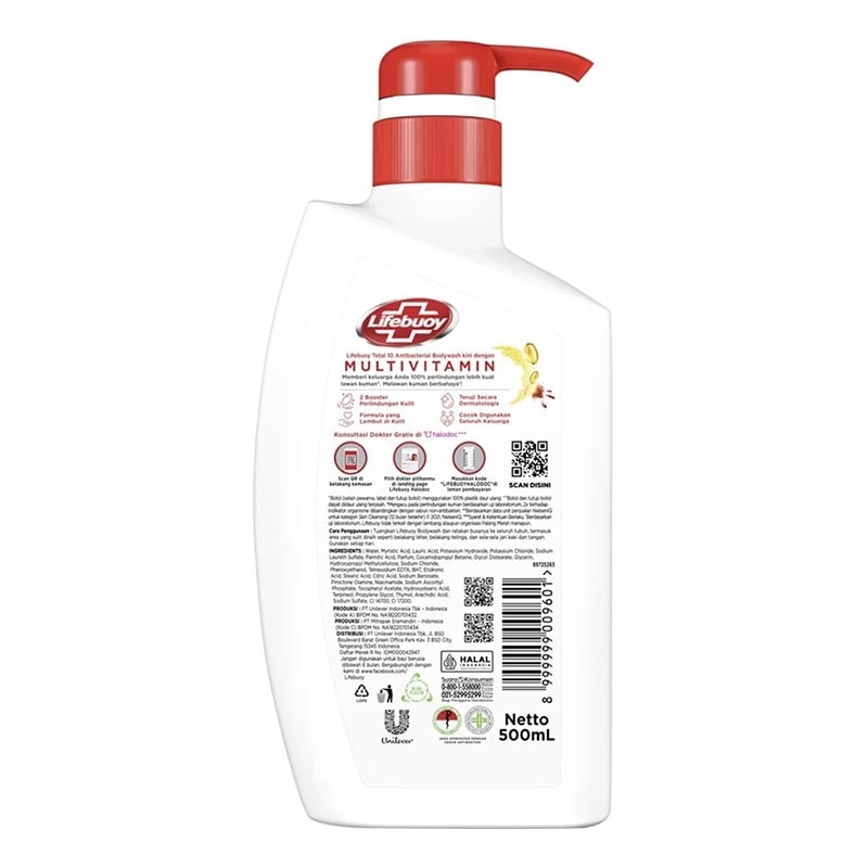 Lifebuoy Sabun Mandi Cair Total 10 500ml