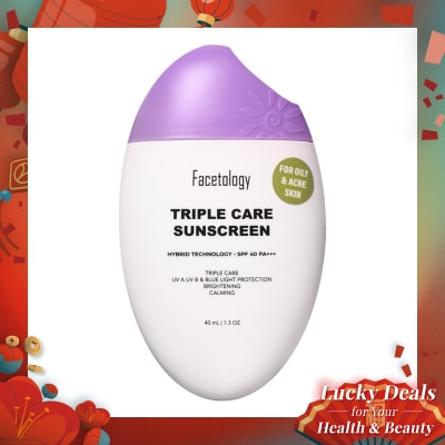 FACETOLOGY Facetology Triple Care Sunscreen Oily & Acne SPF40 PA+++ 40ml