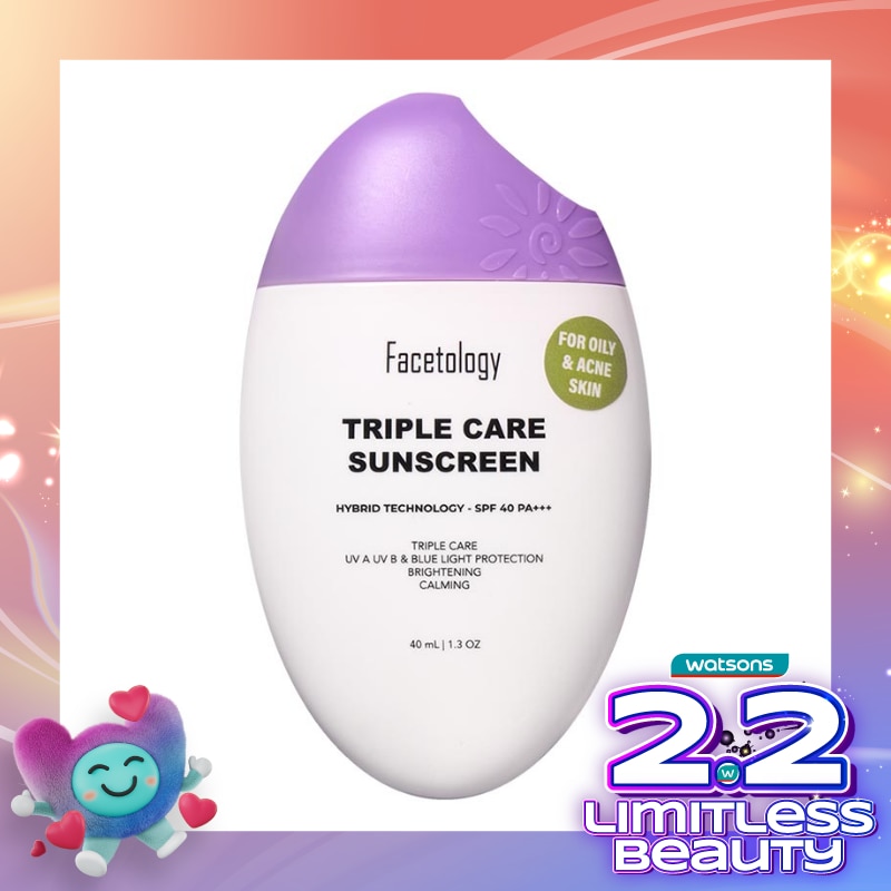 Facetology Triple Care Sunscreen Oily & Acne SPF40 PA+++ 40ml