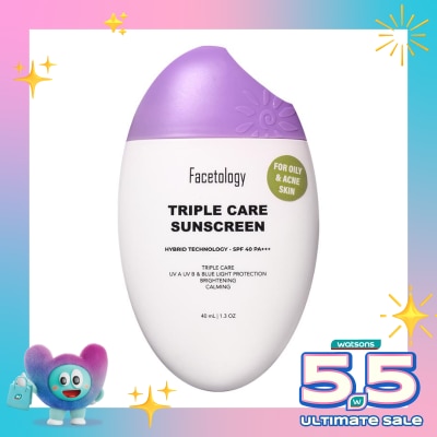 FACETOLOGY - Facetology Triple Care Sunscreen Oily & Acne SPF40 PA+++ 40ml