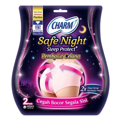 CHARM Safe Night Sleep Protect Pembalut Celana M-L 2'S