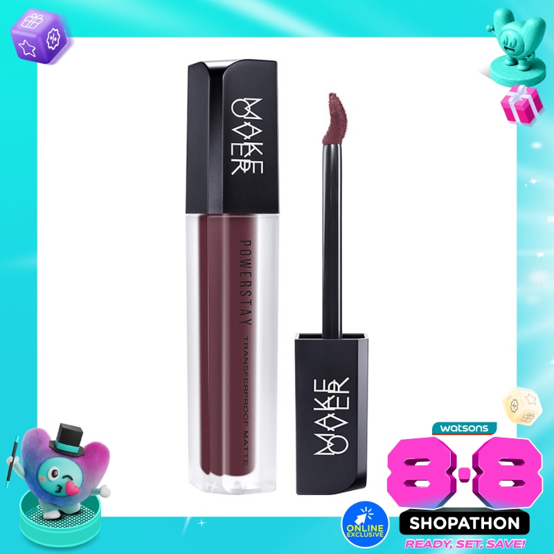 Make Over Powerstay Transferproof Matte Lip Cream P19 Plum Red 4.5g image