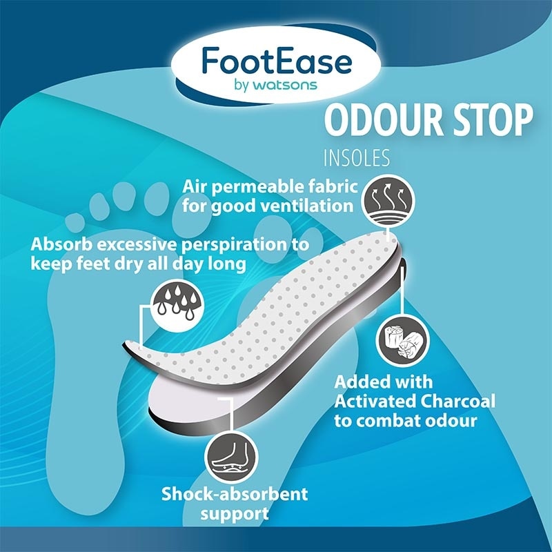 Footease by Watsons Odour Stop Insoles 1 Pair