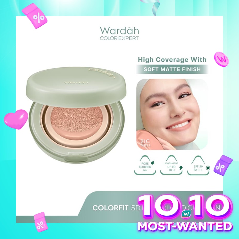 Colorfit 5D Blur Cloud Cushion 21C Shell - Matte Finish Tahan Lama Hingga 18 Jam - SPF 50 PA+, Nano-Hyaluron, dan CICA